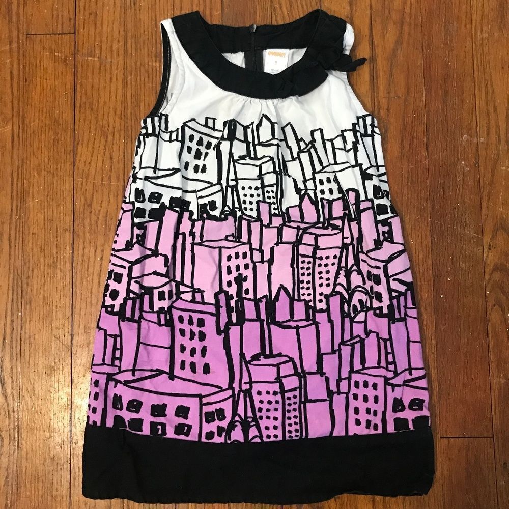 Gymboree Girls Pink and‎ Black City Scape Dress